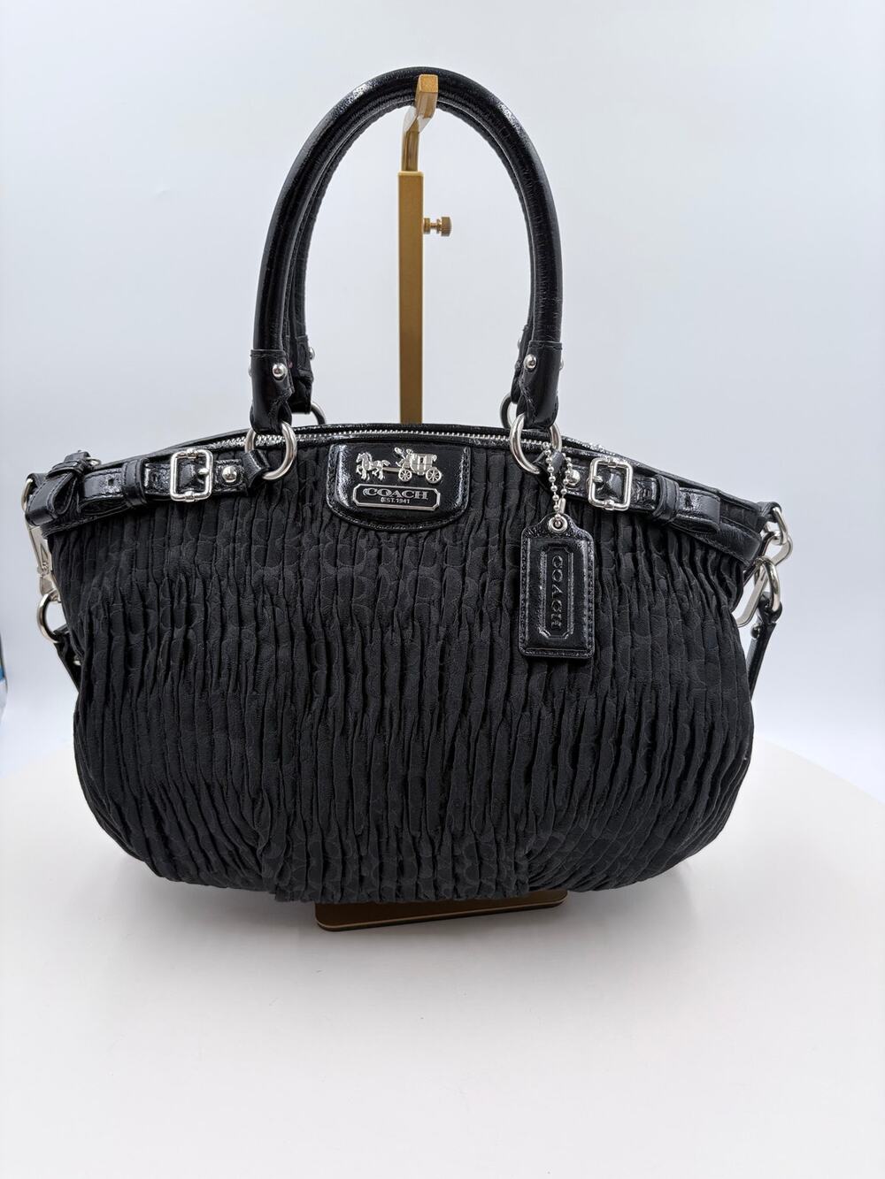 Coach Madison pleated Black Handbag with extra strap